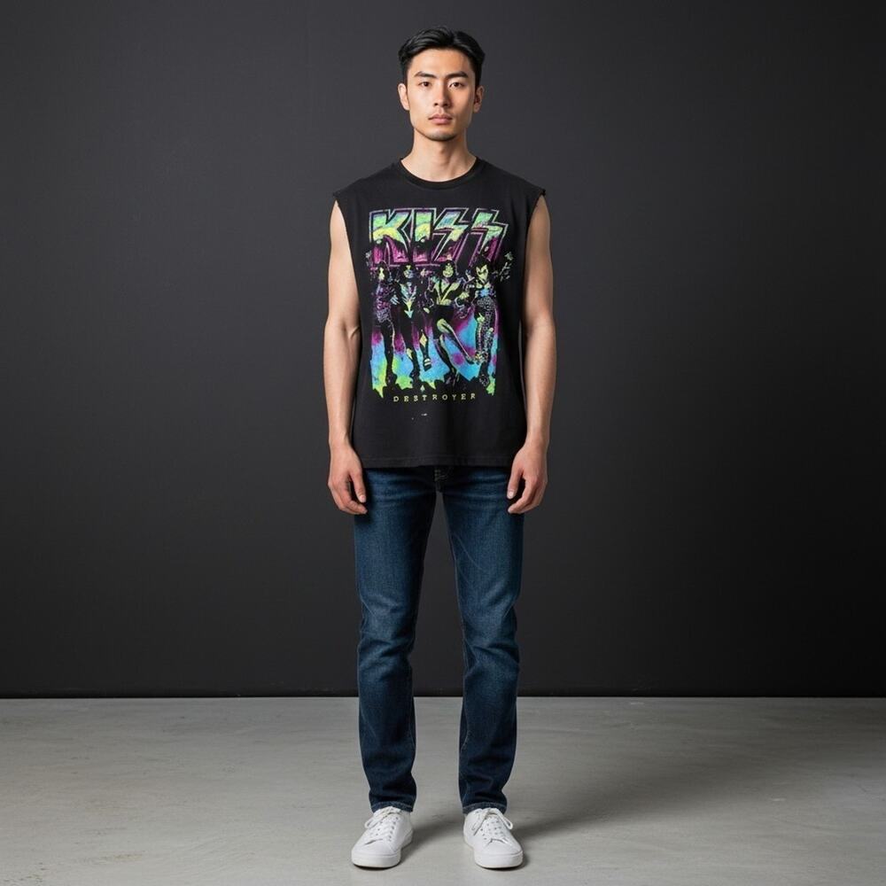 KISS Destroyer Album T-shirt, Men’s Small Trashed Distressed Look